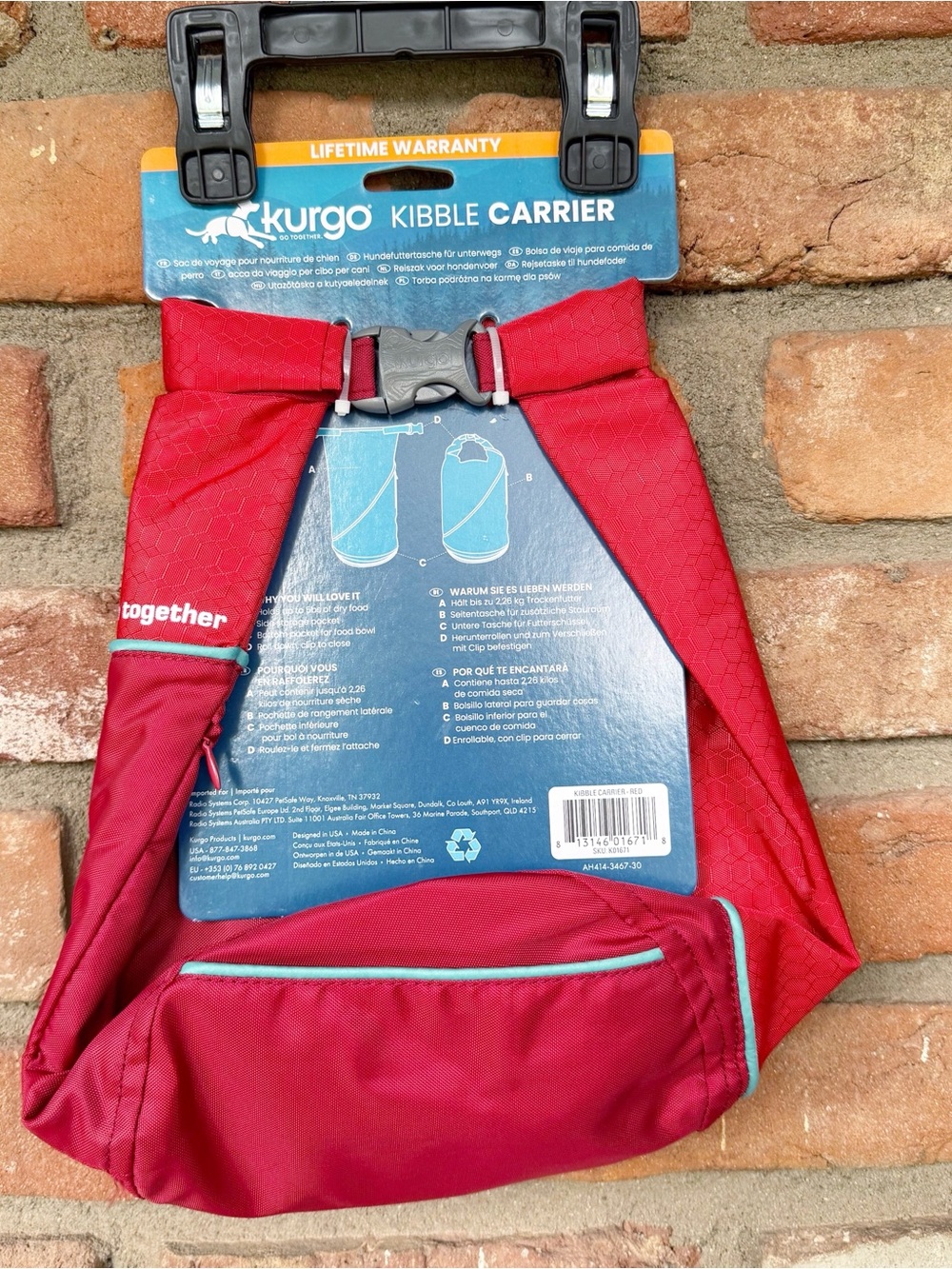 Kurgo Kibble Carrier in Chili Red Store and Transport Pet Food While Traveling - Picture 5 of 11
